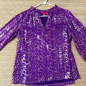 Lilly Pulitzer top. Size Small. Bright purple w/ shimmer. Worn once!